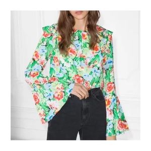 & Other Stories Floral Green Blouse